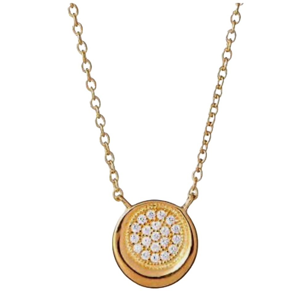 DOLCE VETRA • Crystal Disc Elegant Gold Pendant Necklace